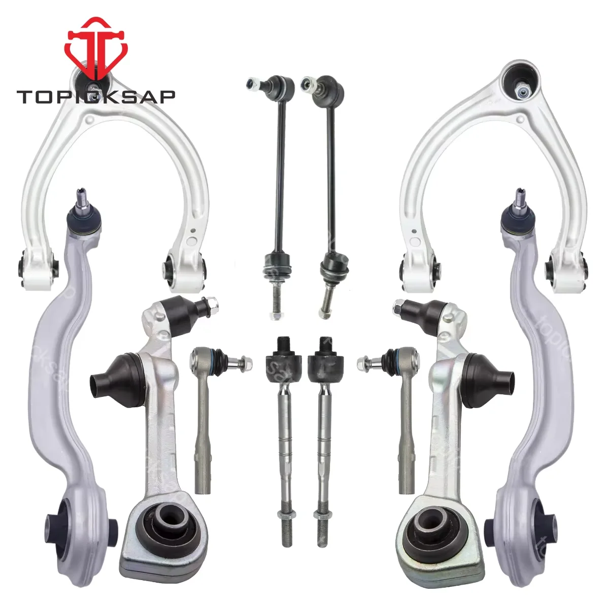 TOPICKSAP 12Pcs Front Upper & Lower Control Arm Stabilizer Link Tie Rod Kit for Mercedes-Benz W221 C216 S350 S450 2WD 2005-2013