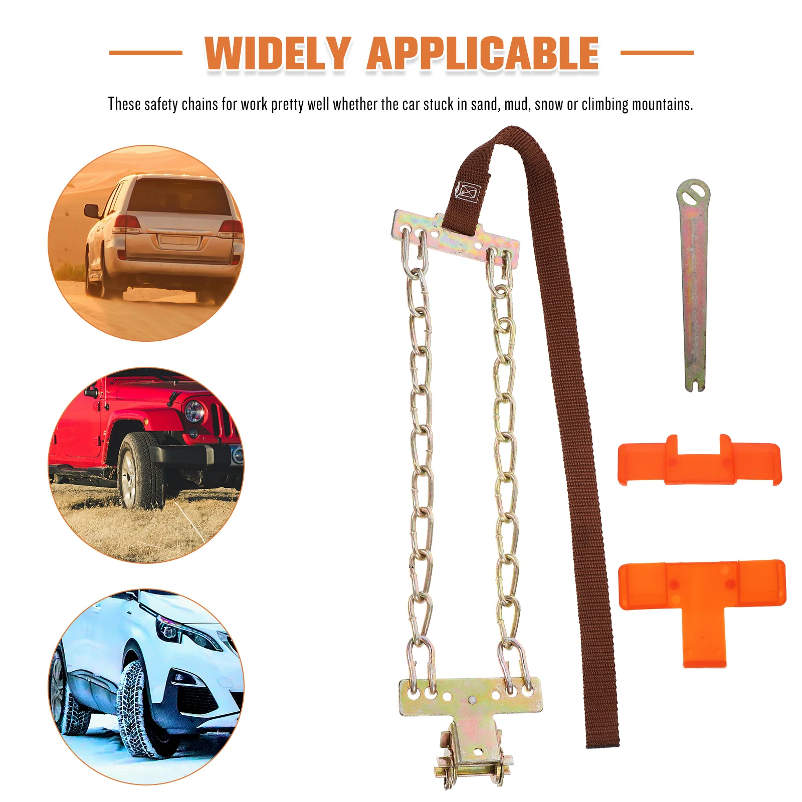 

Anti-Slip Chains Steel Tpu Tire Grip For Snow Mud Sand 205-225Mm Width Mountain Climbing Durable Car Accessories