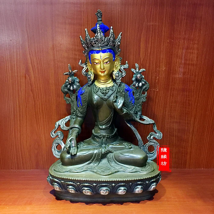 

31CM large -GOOD---Buddhist Buddhism home family efficacious Protection White Tara GUANYIN Gold-plated bronze Buddha statue