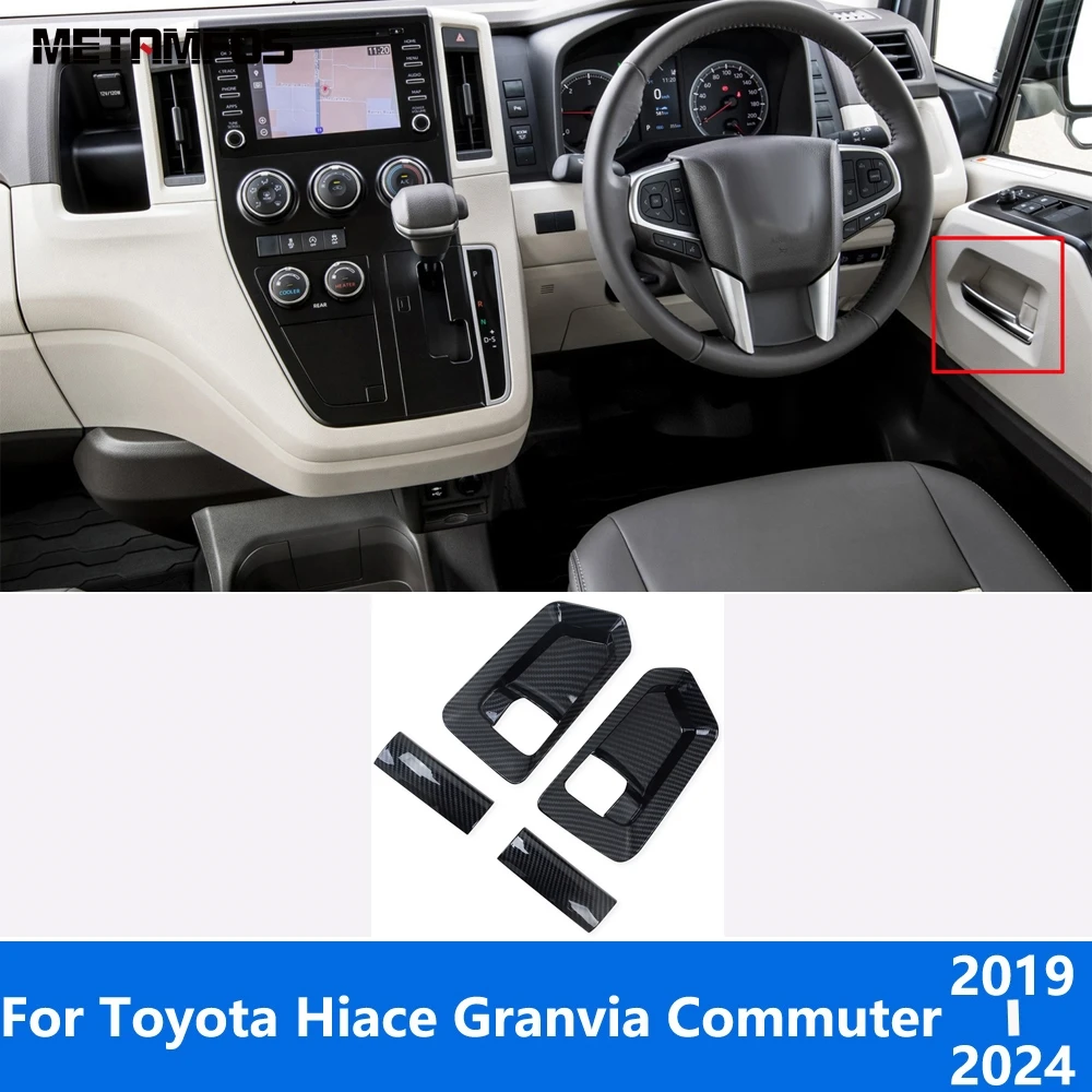 

For Toyota Hiace Granvia Commuter 2019-2023 2024 Carbon Fiber Interior Door Handle Bowl Cover Trim Bezel Accessories Car Styling
