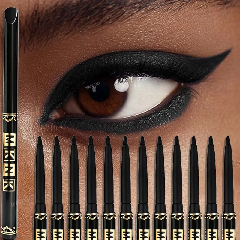 1-12 Stück Wasserfester Schwarzer Eyeliner-Stift, Wischfest, Einfach Aufzutragen, Augengel für Anfängerfreundliches, Kühnes Punk-Augen-Make-up