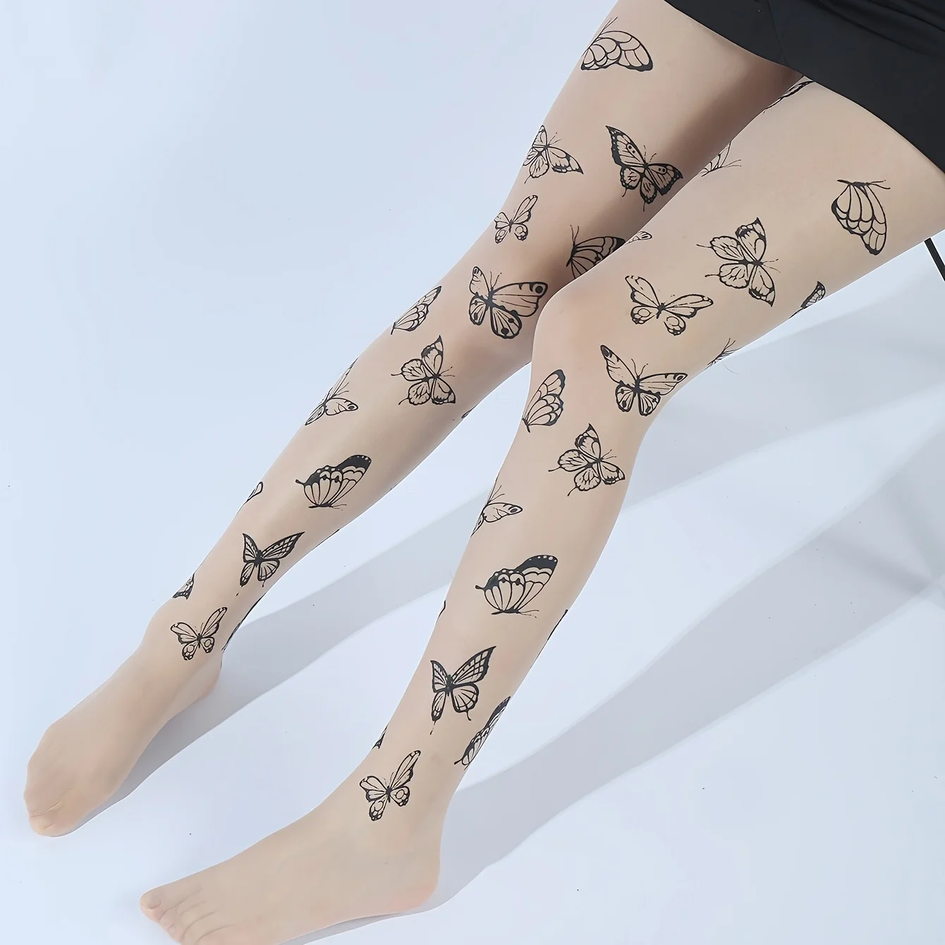 A fashionable sexy butterfly printed stockings Pantyhose black white color butterfly Pantyhose