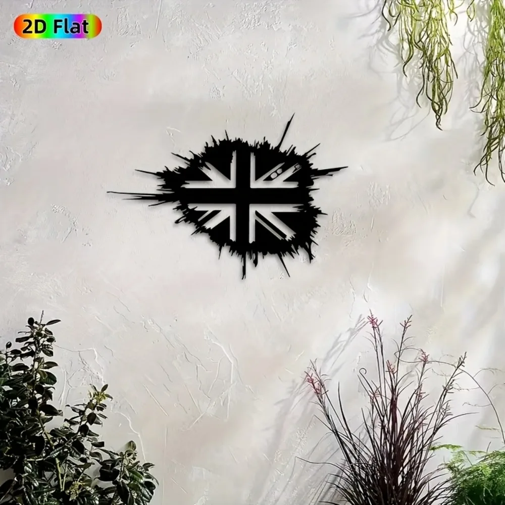 CIFBUY Metal Wall Art,2D Flat Laser Cut UK Flag Iron Hanging Sculpture,Rustproof Powder‑Coated Wall Decor