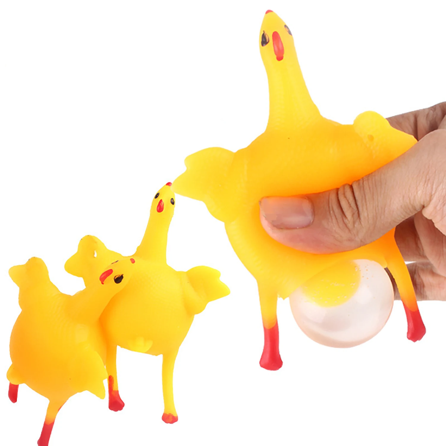 

Funny egg laying chicken venting keychain, stress relieving prank toy
