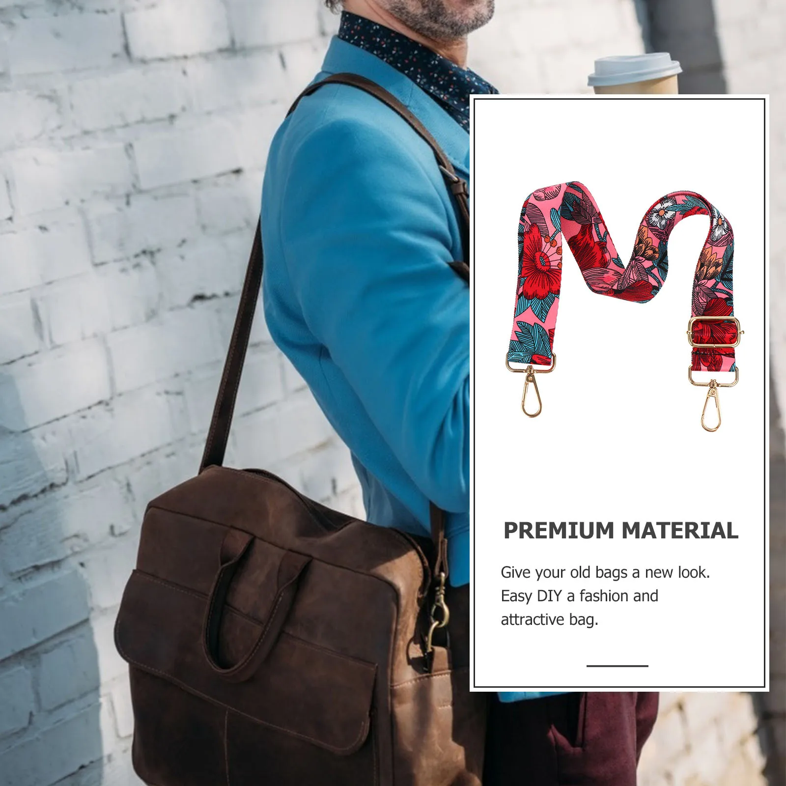 1 szt. Etniczna torba na ramię z długim paskiem, torba typu tote, zamienna torebka, torba crossbody, regulowany pasek do samodzielnego wykonania, przenośny pasek do gitary, wytrzymały