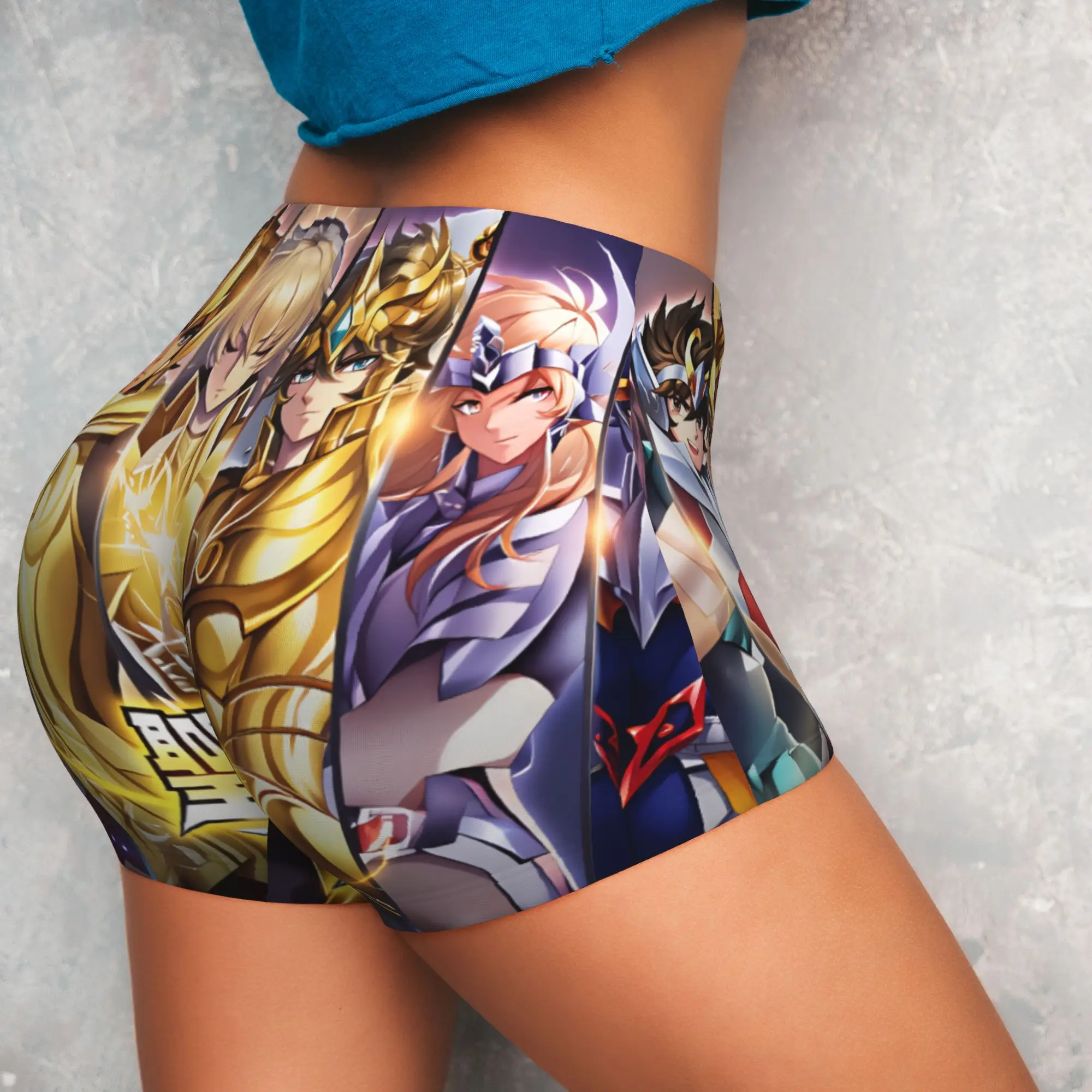 Virgo Shaka Knights Of The Zodiac Leo Aiolia  Biker Running Gym Shorts Women Pegasus Seiya Athletic Workout Yoga Shorts
