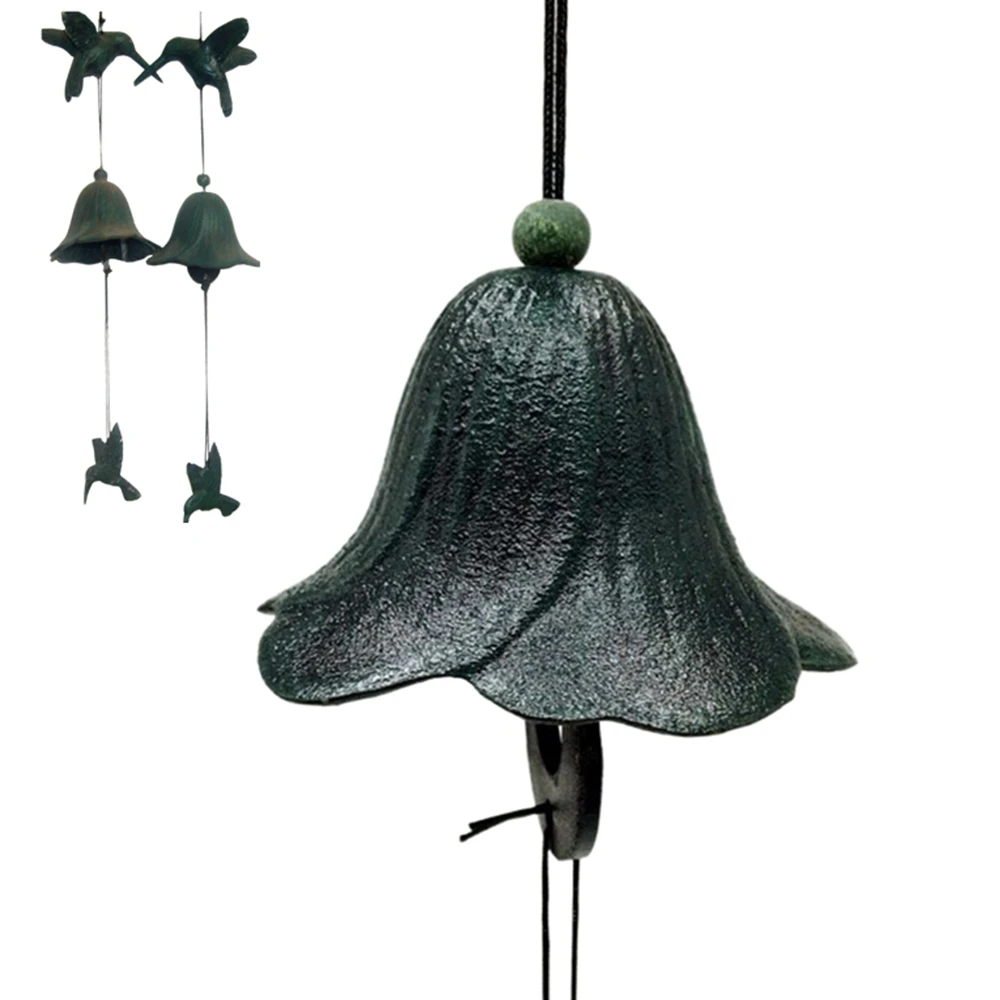 Southern Japanese Home Decor Garden Roof Cast Iron Hummingbird Wind Chimes Idyllic Yard Retro Hanging Pendant Ironware Wind Bell