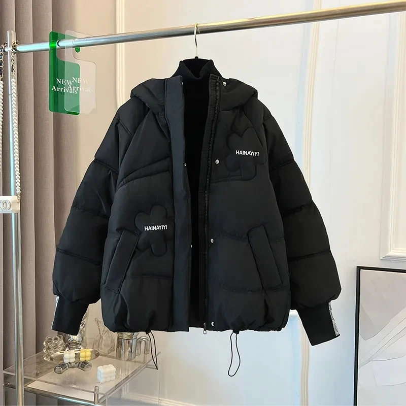 Imagem -05 - Parkas com Capuz de Inverno Feminino Cabolsa de Algodão Solto Grande Curto Casual Grosso Outerwear Coreano Novo 2023