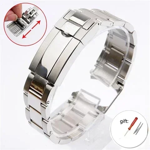 20 mm 904L Uhrenarmbänder für SUB DAYTONA NH35 NH36 Rolex Herren-Uhrenarmband mit Glide-Lock-Verschluss, massives Edelstahl-Uhrenarmband