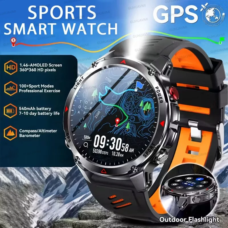 2026 New T-Rex 3 Ultra Military Adventure GPS Smart Watch 10ATM Waterproof Bluetooth Call AMOLED HD Men Sports Swim Smartwatches