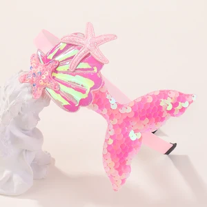 Çok Katmanlı Sequins Mermaid Kafa Bantları kadınlar ve kızlar için, bantlar, saç, el yapımı, Şapkalar, bebek, gökkuşağı, boncuk, aksesuarları, 1 adet 6 Büyük satış bandolete de perolas-no. 2