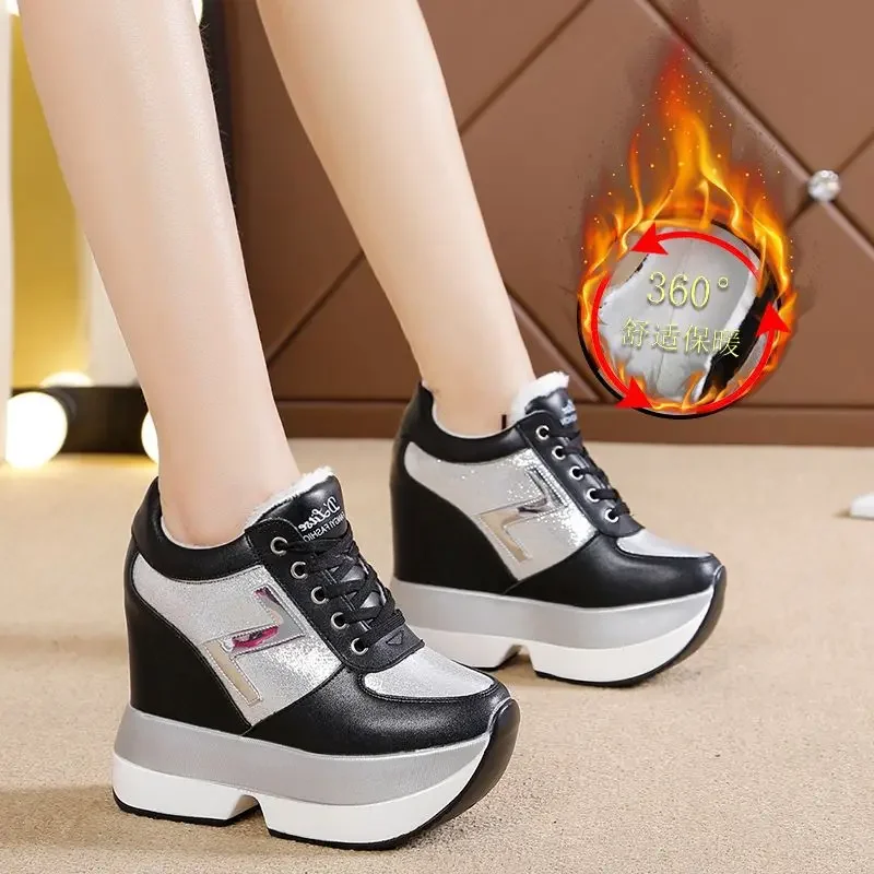 

High-heeled Women's Casual Shoes New 12cm Height-enhancing Women's Boots Warm Comfortable Lightweight Women's Boots Botas Mujer