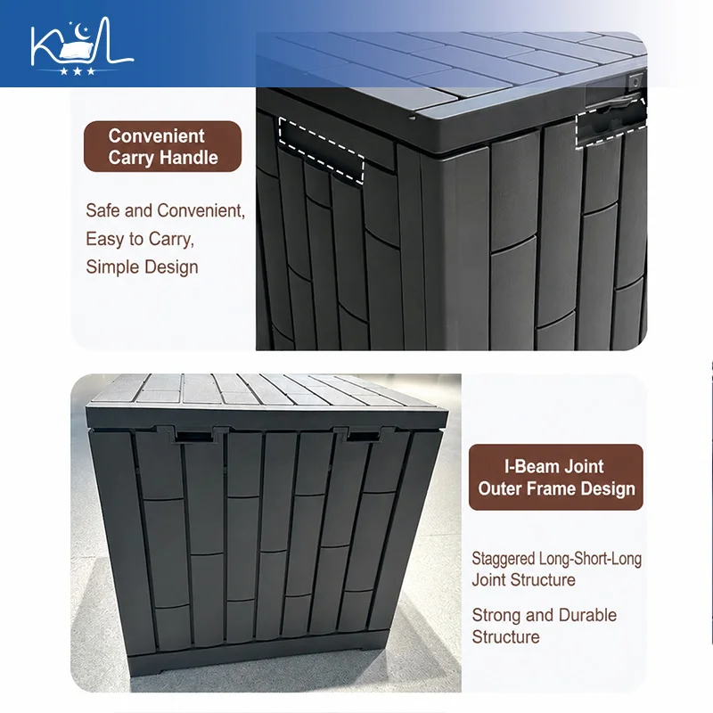 Outdoor Storage Box, Garden Patio Pool Tool Deck Box, Plastic Waterproof Lockable Storage Cabinet Organizer view 4