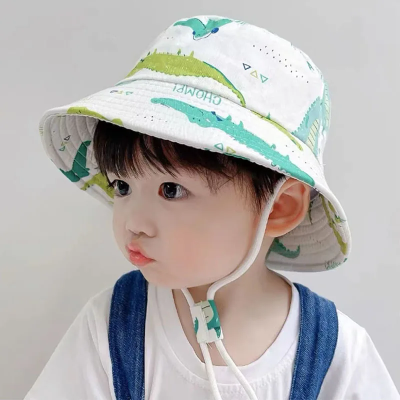 New Summer Panama Baby Girls Hats Cartoon Crocodile Boys Fisherman Hat Baby Sun Hat Outdoor UV Bucket Hat Toddler Kids Sun Cap