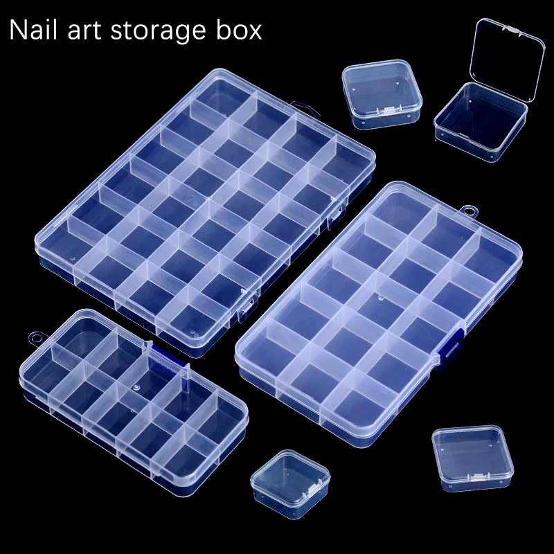 

Nail Art Storage Box Different size Organizer For Nail Powder Sequins Rhinestones Charms Multi-Functions Nail Box 7 Styles