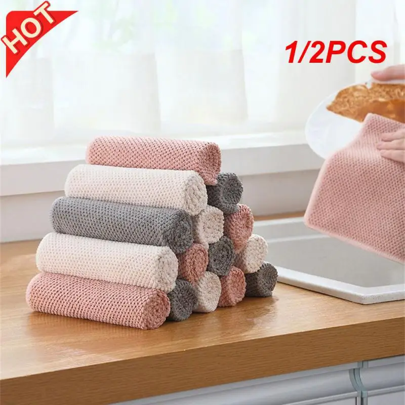 1/2PCS Kitchen Cloth Water Absorption Oil Absorption Quality Rag Dishwasher Not Easy To Shed Hair Fast Cleaning Ultra-thin