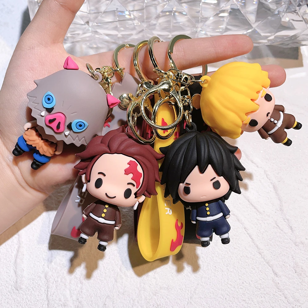 Hot Demon Slayer Kimetsu No Yaiba Blade of Ghost Keychain Cute Characters Bag Pendant Car Key Chain Ring Fans Gift Anime Jewelry