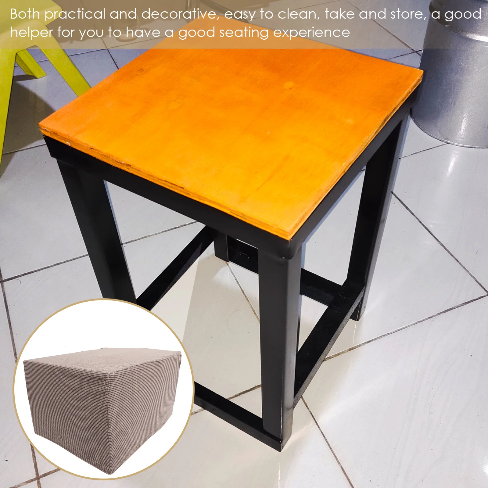 

Machine Washable Square Stool Cover Easy to Clean Removable Slipcover for Footrest Seat Protection Low Stool Covers Decorative