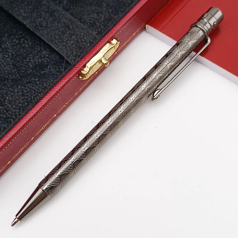 CT Ballpoint Pen Luxury All Metal  Pattern Barrel Thin Style Santos Golden / Silver Trim Writing Smooth