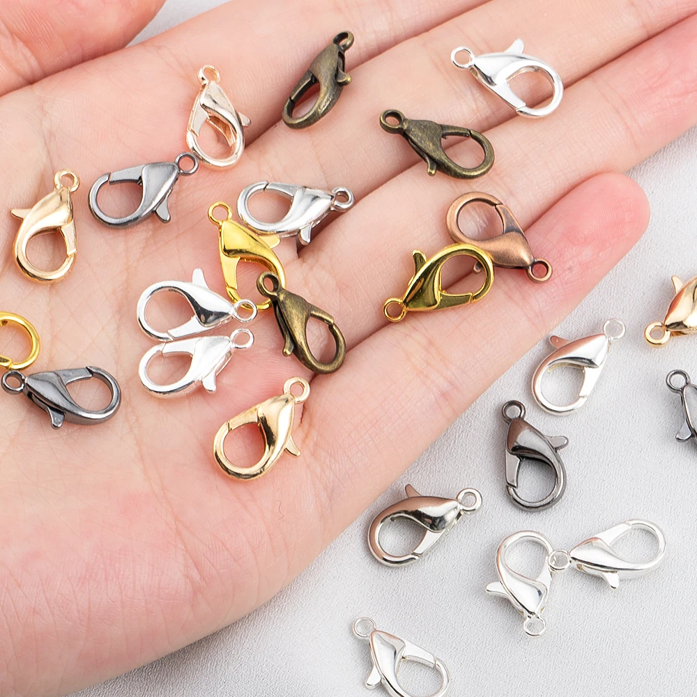 100pcs 10/12mm Alloy Lobster Clasps for DIY Handmade Chain Necklace Bracelets Pendants Jewelry Making Accessories Wholesale image 6