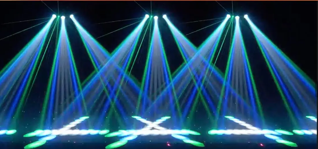 30W RGBW รูปแบบที่มีสีสัน Stage Effect Light ควบคุมเสียง Self-Propelled LED สามหัว Airship โปรเจคเตอร์ DJ Disco Party ไฟ