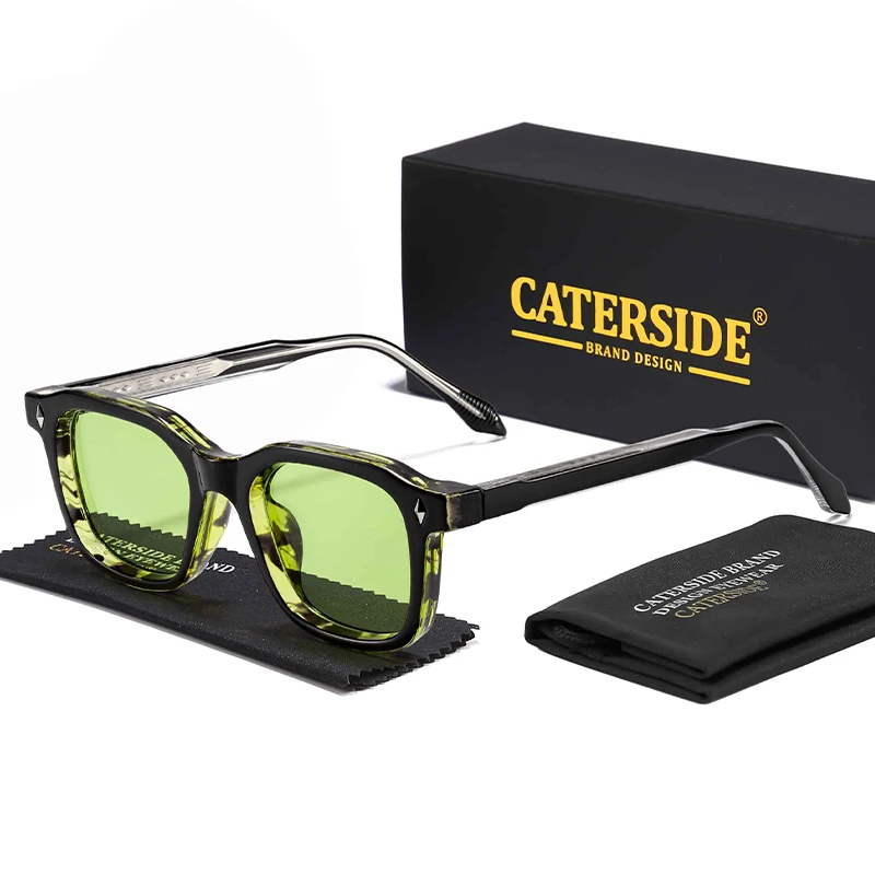 CATERSIDE Modische Herren-Sonnenbrille mit quadratischem Rahmen, Damen Retro Trendige Sonnenbrille, Reise-, Business-, Party-Geschenkbrille, UV400