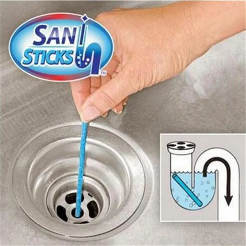 12/set  Sewer Cleaning Rod Sani Sticks Oil Decontamination Kitchen Toilet Bathtub Drain Cleaneer Spot Pipe Cleaner Clean