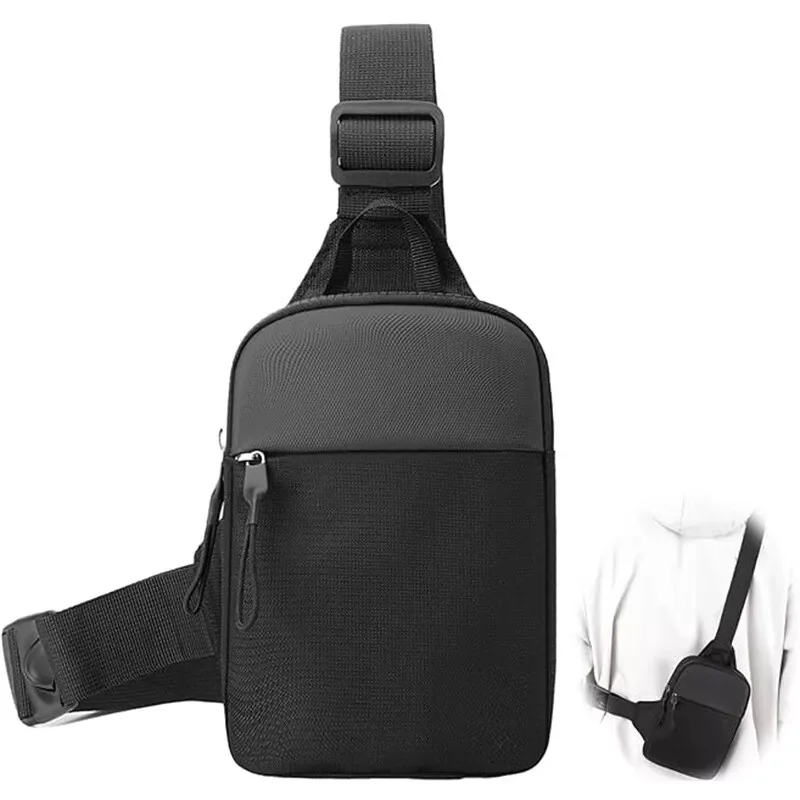 Men Chest Bag Waterproof Oxford Mini Crossbody Bag Small Men\'s Shoulder Bag Zipper for Travel Workout Messenger Bag Chest Pack