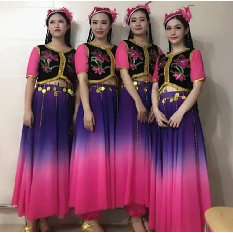 Chinese Folk Dance Costume Ancient Traditional National Minority Xin Jiang Stage Dance Dress Xinjiang Clothing For Women