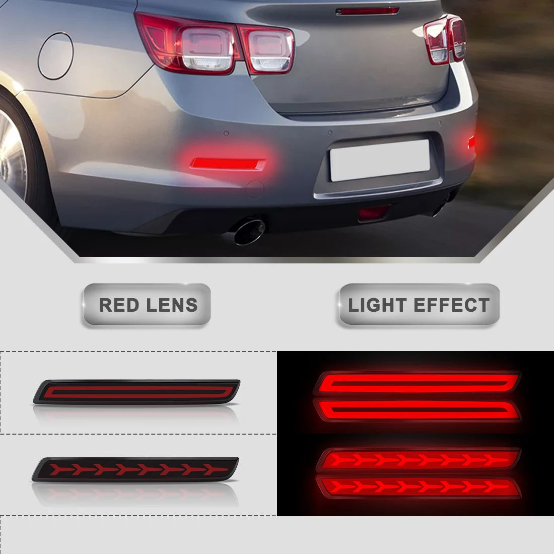 LED Rear Bumper Light For Chevrolet Malibu 2013 2014 2015 Brake Light Turn Signal Lamp Driving Light Start-up Animation 12V
