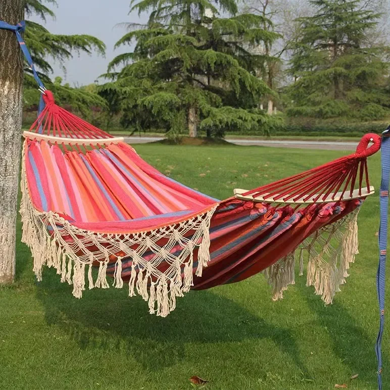 Hammock ins fringed outdoor camping thick canvas double leisure swing anti-rollover camping hanging chair