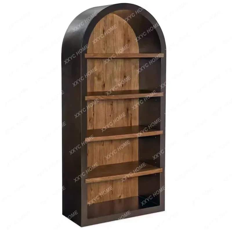 XX retro simple solid wood arc arched bookcase study locker small apartment shelf display display cabinet