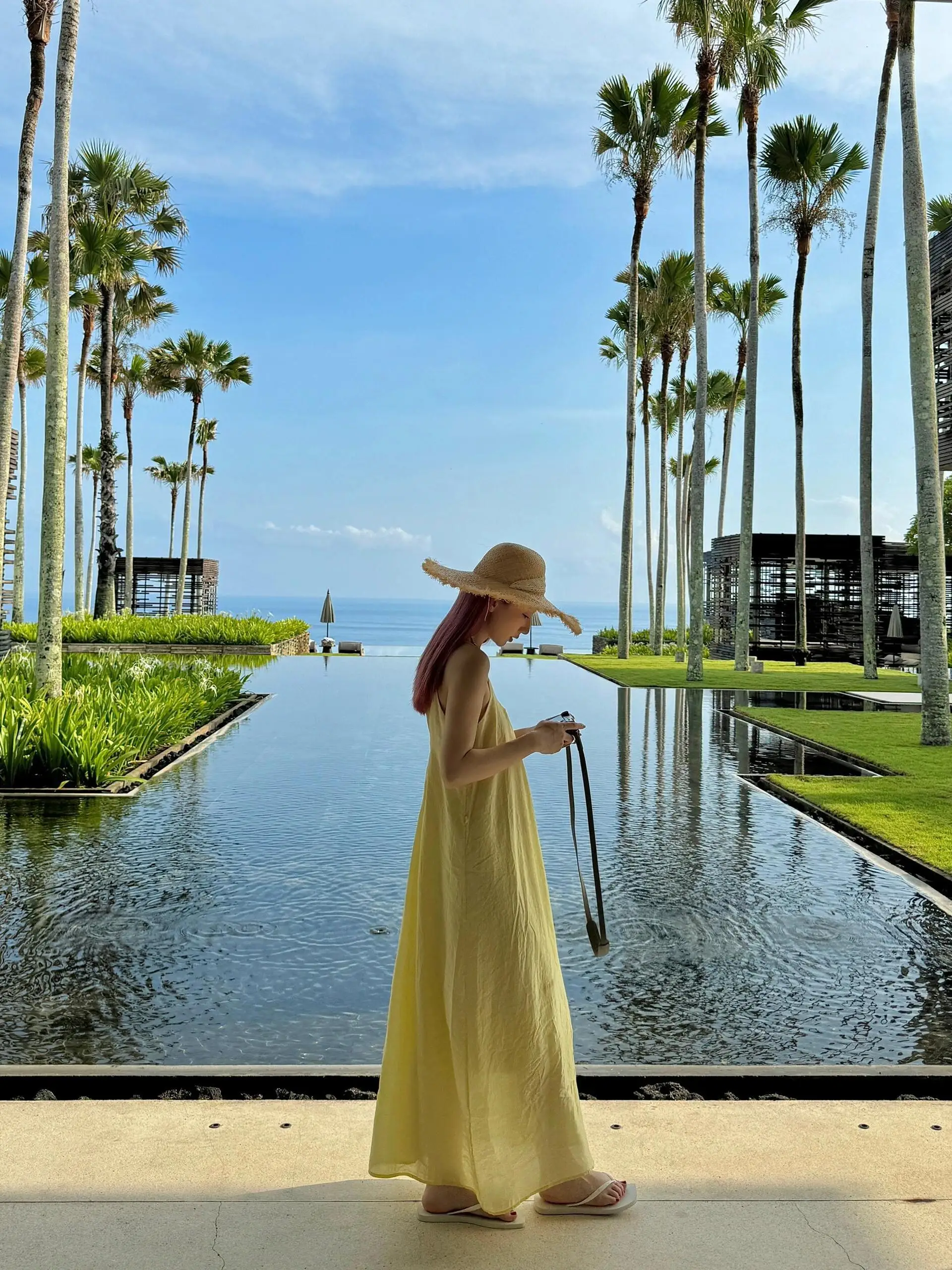 

Lazy Sle Loose Fit Yellow Beach Dr Women's Sundr Strapl Bal Midi Dr Summer Vaion Casual Dres