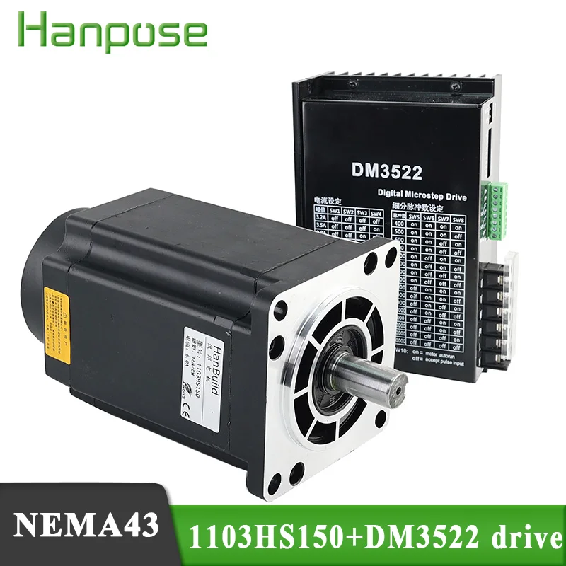 

NEMA43 stepper motor 1103HS150 6.0A 16N.M and DM3522 Servo Driver for CNC milling machine cnc stepper motor kit
