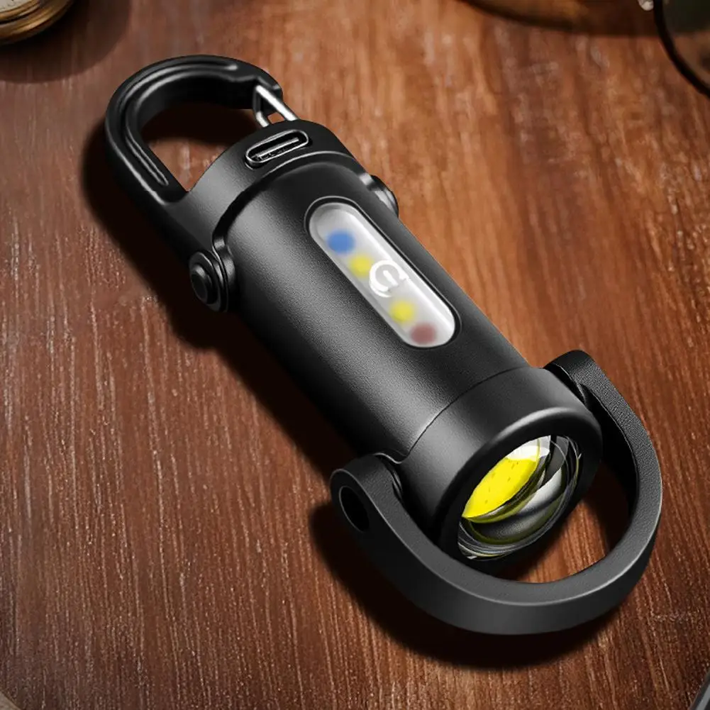 1PC Mini COB Ultra Bright Rechargeable LED Flashlight Keychain Portable Waterproof Camping Pocket Lamp Keyring Hanging Light