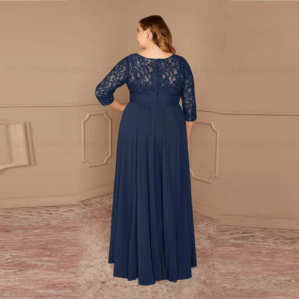 Classic Plus Size Mother of the Bride Dresses 2025 A-Line Pleated Wedding Guest Dresses Lace Chiffon Sequins Vestidos de Gala