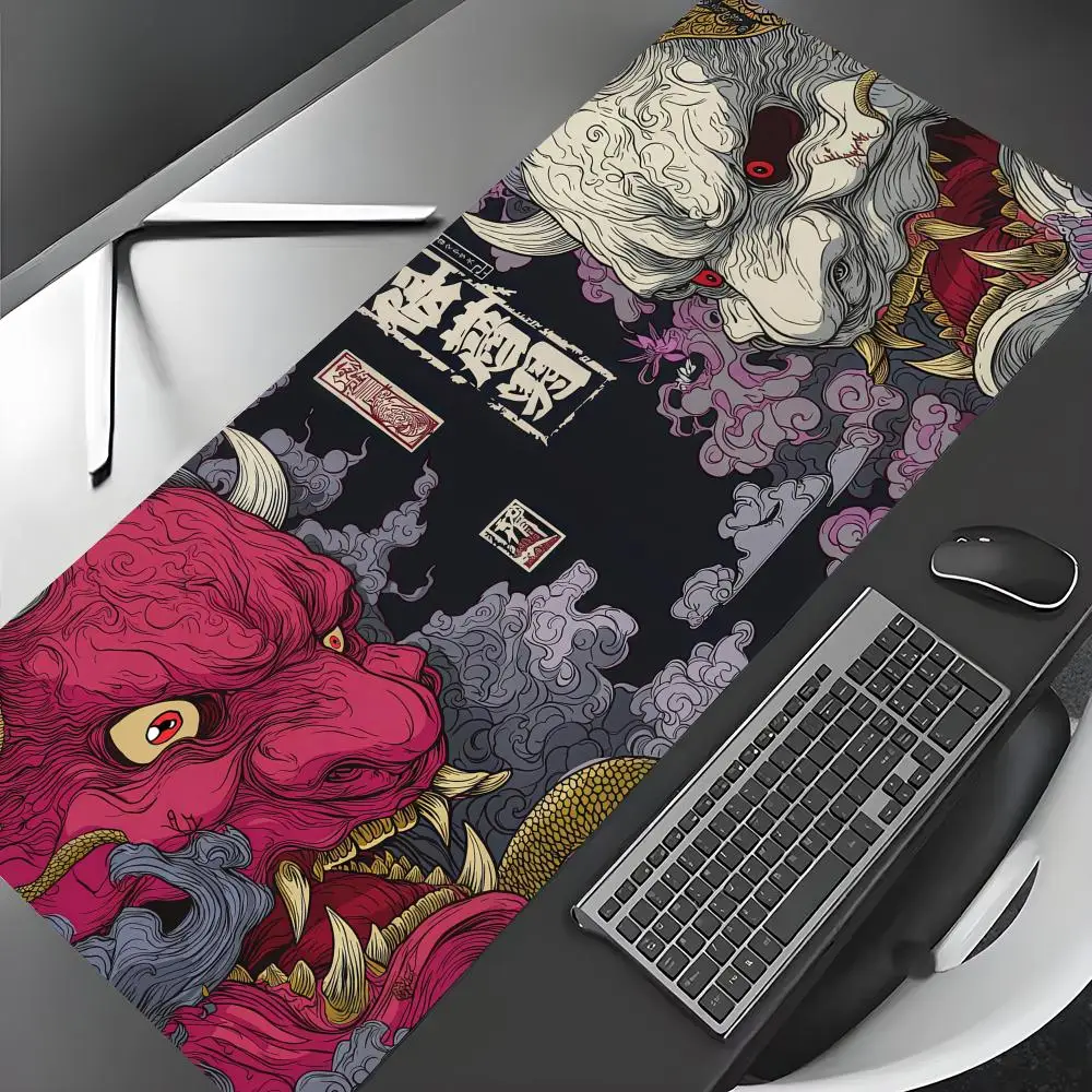 

Великолепный коврик для мыши Demon Warrior, большой игровой коврик, нескользящий настольный коврик, коврик для мыши с прошитыми краями, HD-печать, офисный коврик