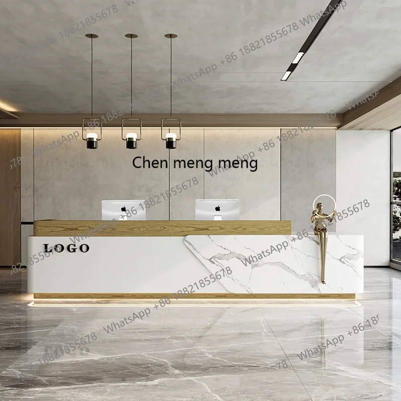 

Simple company front desk checkout page Hotel, shop paint stainless steel bar