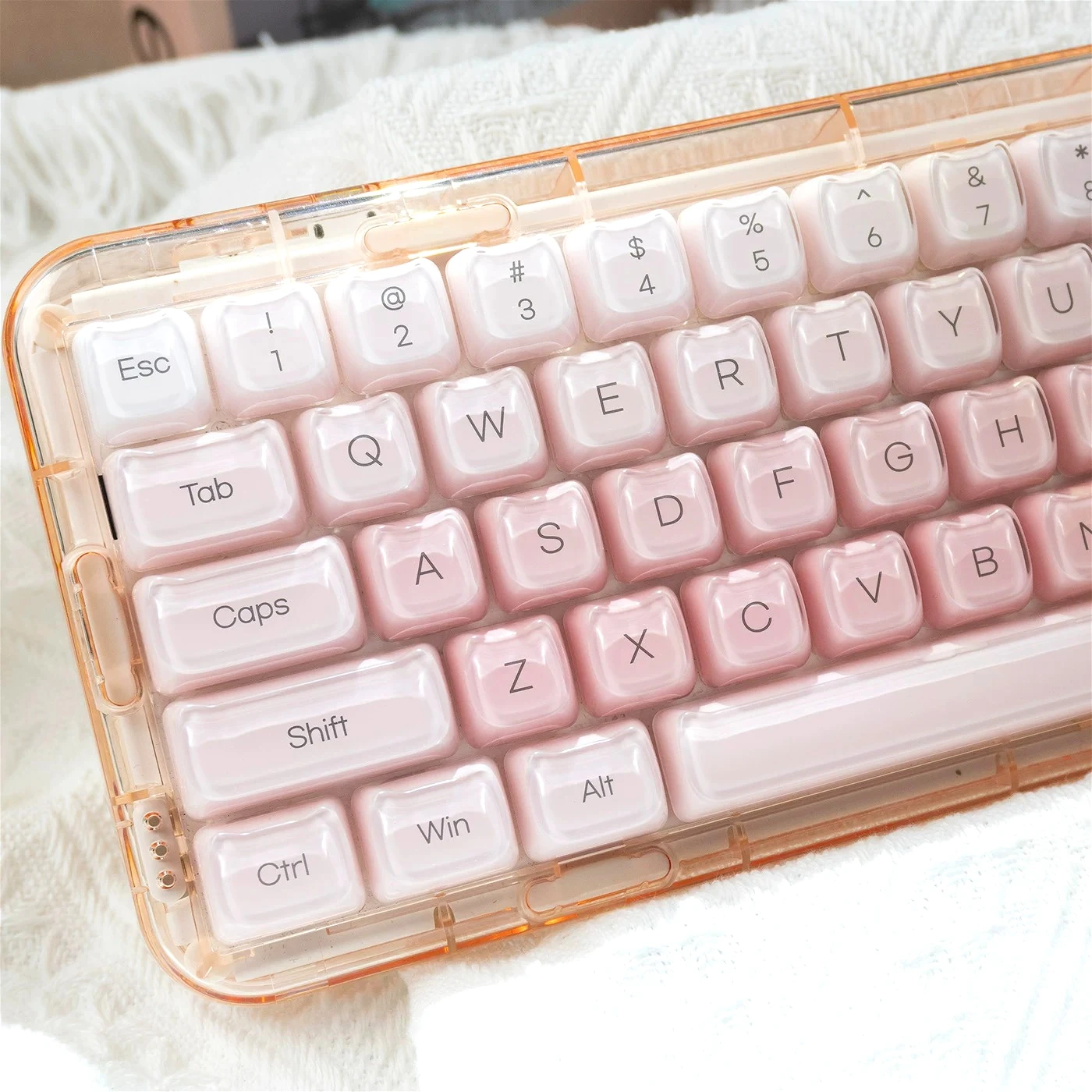 MAIMOOO KeyCap Pink Liquid Foundation Jelly Gradual Crystal Cat Ear Keyboard Keycaps PC Materials