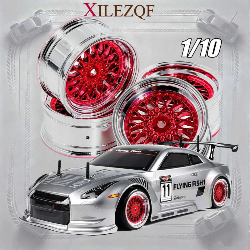 4 pièces de roues RC Drift à l'échelle 1/10, jantes en plastique légères et durables pour Tamiya XV02 Kyosho HPI Traxxas RedCat RC Drift Car