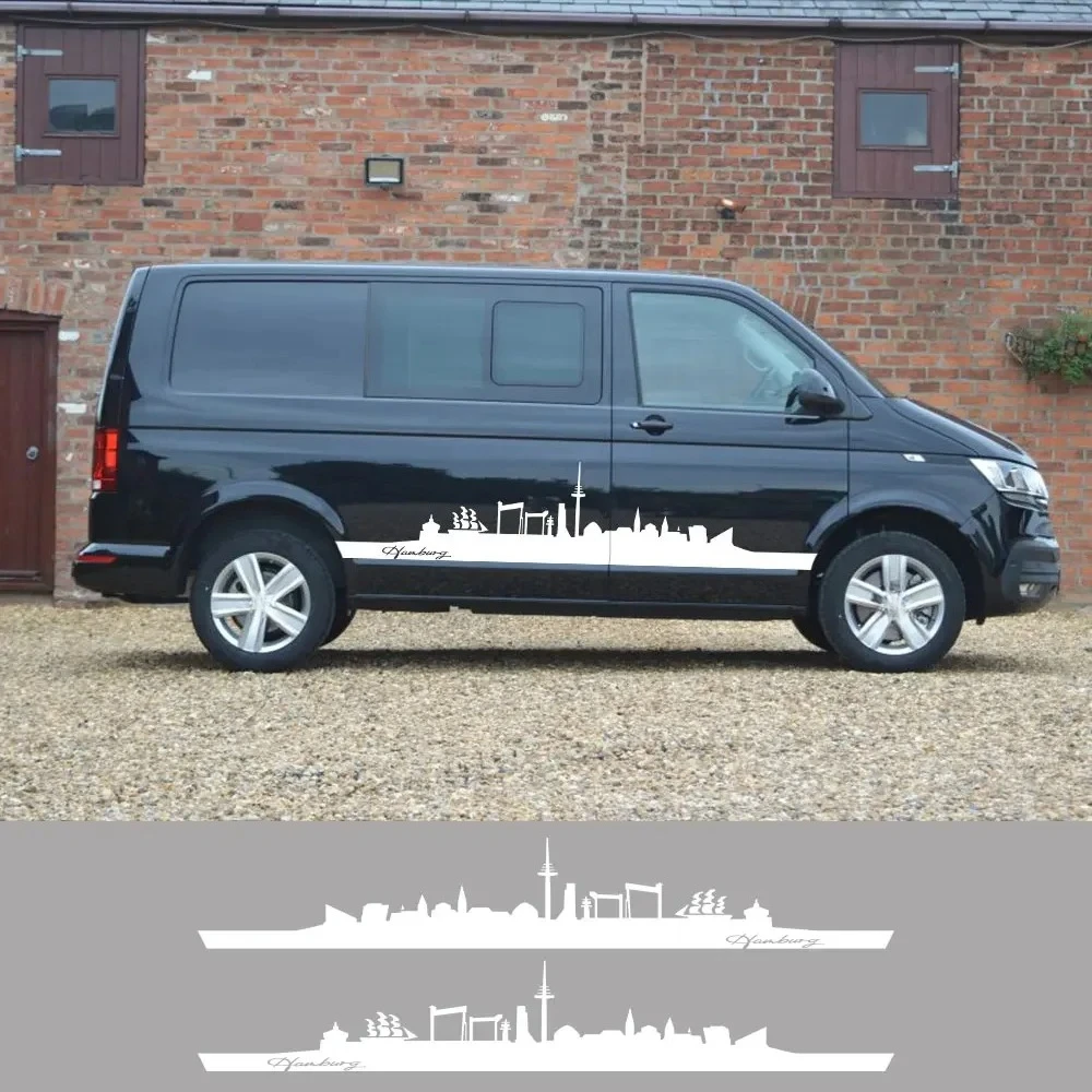 Car Sticker For Volkswagen VW Multivan Transporter T4 T5 BUS T6 30 Van Canper Skyline Hamburg Side Stripes Graphics Decor Decal - view 2