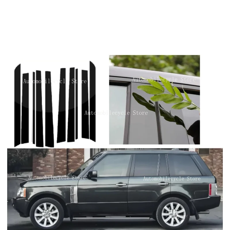 

12PCS Fit For Range Rover (L322) 2002-2009 2010 2011 2012 Gloss Black Pillar Posts Door Window Moulding Trim Cover Sticker