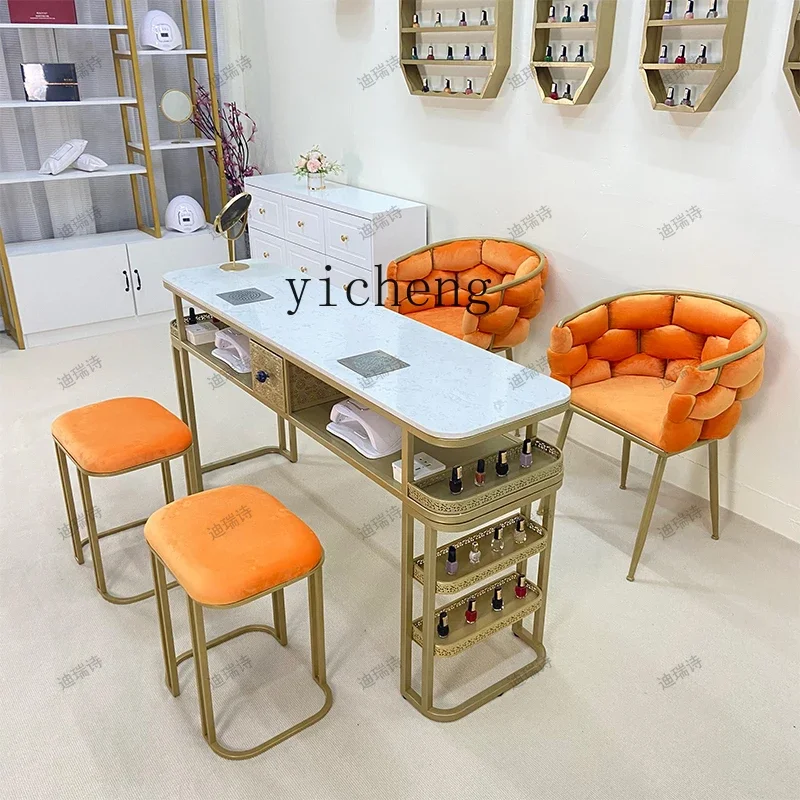 

ZZ Marble Nail Table and Chair Suit with Vacuum Cleaner Standard Seven Holes Socket Single Double Three-Person Table