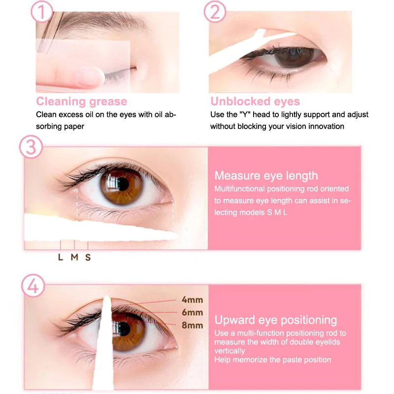 Double Eyelid Tape Beige Self-Adhesive Eye Makeup Stickers Transparent Invisible Double Eyelid Tape Big Eyes Makeup Tools