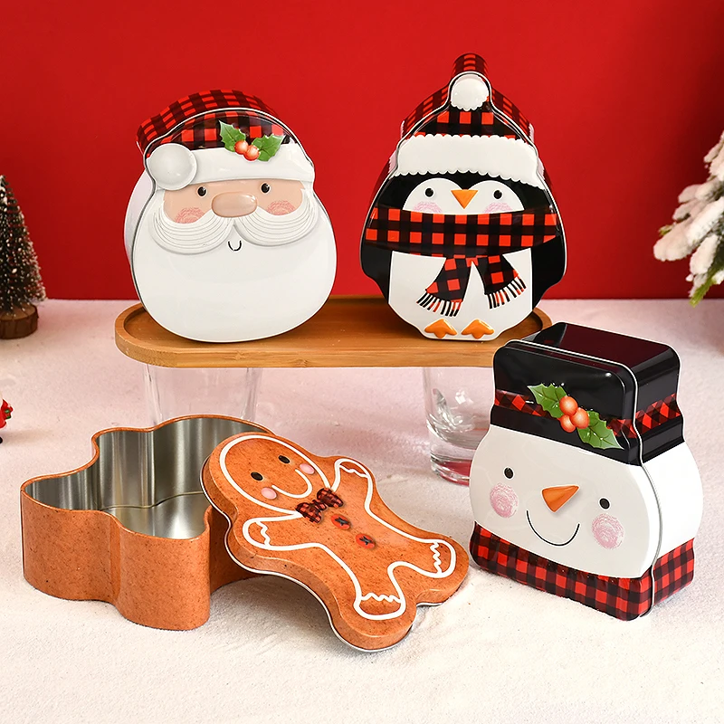 Christmas Iron Box Christmas Candy Boxes Santa Claus Snowman Penguin Gingerbread Man Cookies Snacks Gift Box Christmas Ornaments