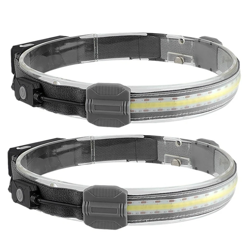 

2 Rechargeable Headlamps Wide Beam LED Headlamp 300 Lumens For Camping Running Hiking Fishing Hard Hat Headlight