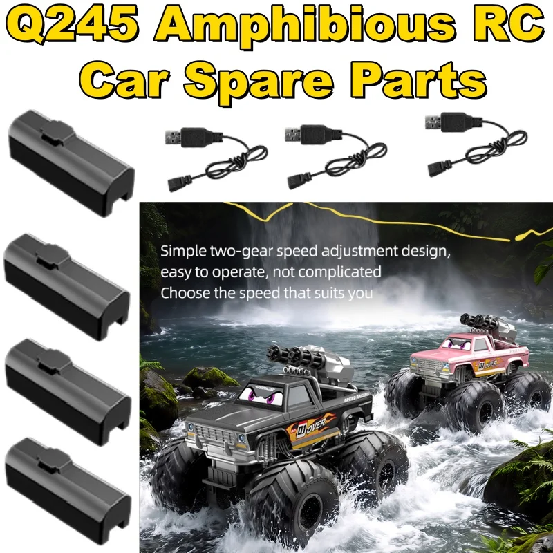 Q245 Amphibious RC Car Spare Parts Battery 3.7V 500mA  Modular Battery USB Charging Line Accessories For: Q245 Amphibious RC Ca