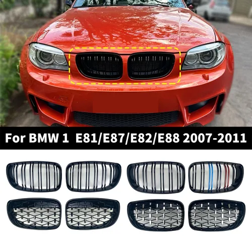 Rejilla de radiador delantera, accesorios de sintonización para BMW Serie 1 E81 E87 E82 E88 2007-2011 como 120i 120d 130i 135i Coupe