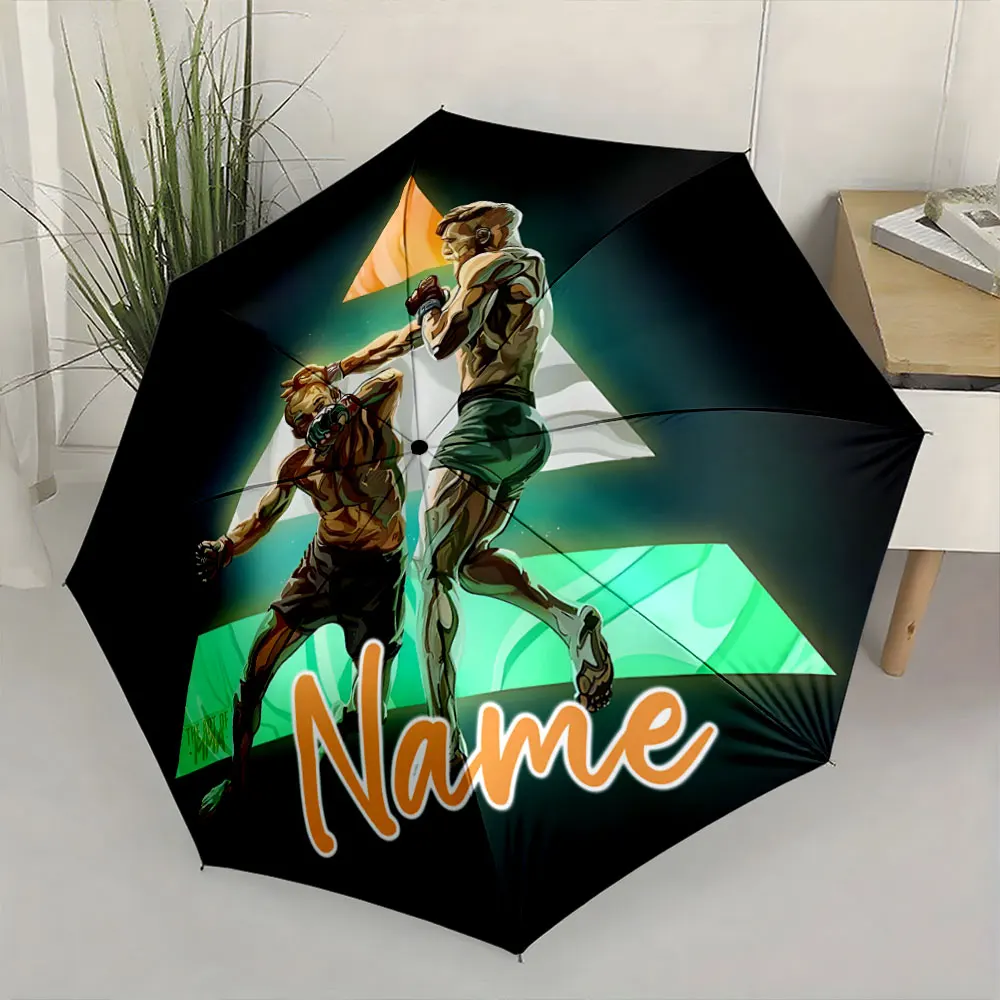 Custom Name Dynamic Fighter Design Umbrella 8 Iron Ribs Folding Umbrella Auto-Open Fashionable Sunshade Deluxe Gift