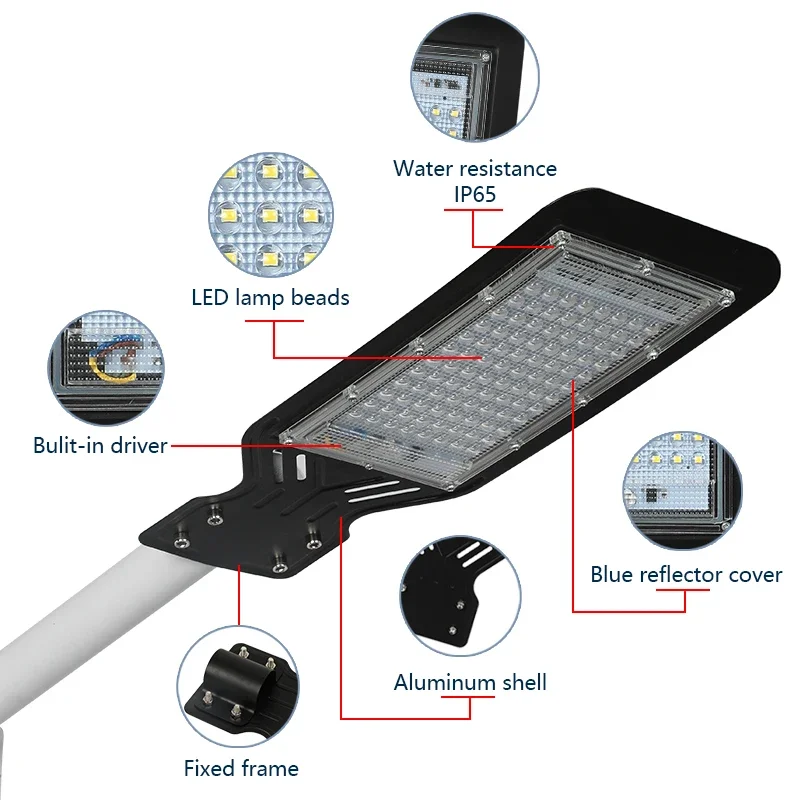 ไฟถนน LED 100W กันน้ำ IP65กลางแจ้งสปอตไลท์220V AC110V เสาถนนทางเดินในสวนโคมไฟติดผนัง